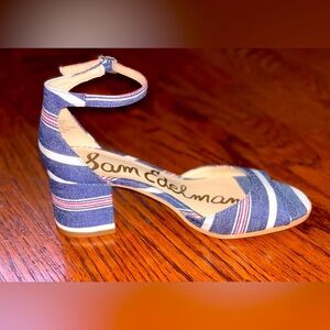 Sam Edelman Women's Susie Block-Heel Dress Sandals Red/White/Blue Stripe Sz 9.5M